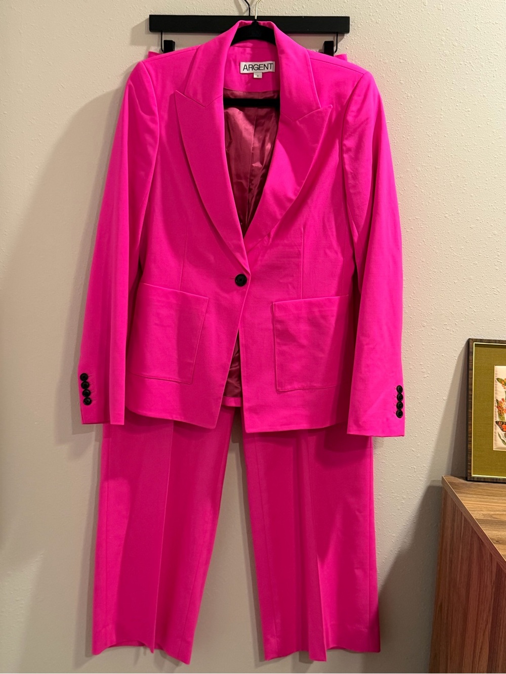Argent Size 6 Pink Voting Suits You Blazer & Pant Suit Wool Blend Career Office